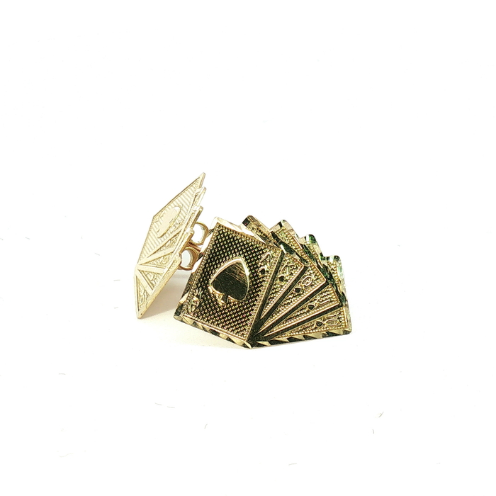 10K Yellow Gold Playing Card Stud Earrings