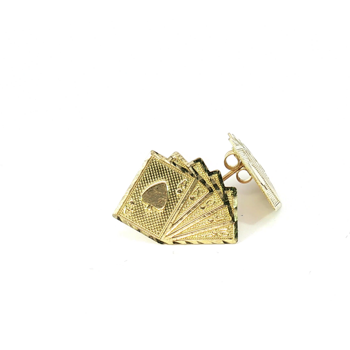 10K Yellow Gold Playing Card Stud Earrings