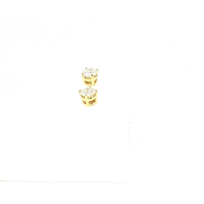 14K 0.37CT Round Diamond Stud Earrings in Yellow Gold