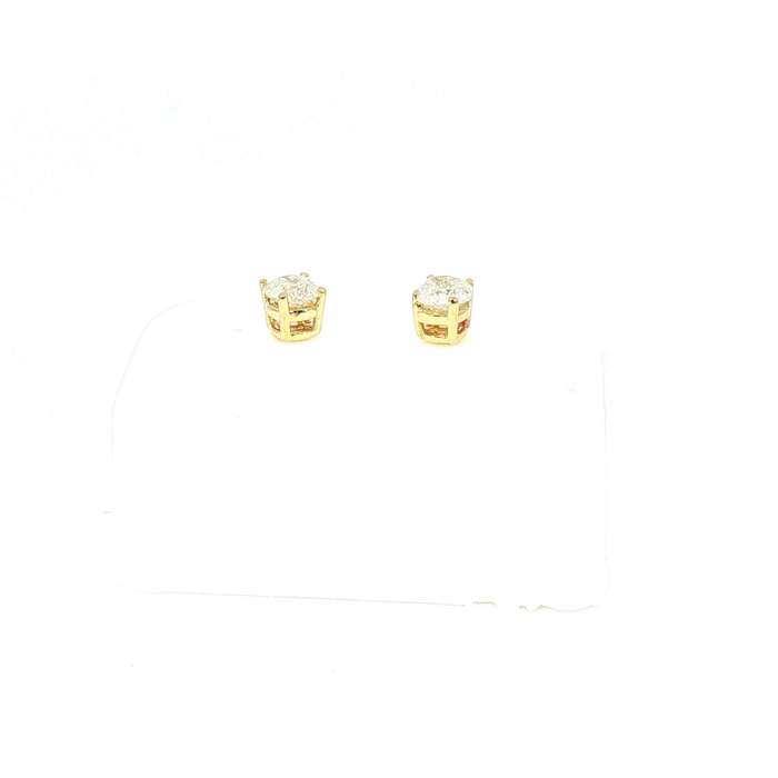 14K 0.37CT Round Diamond Stud Earrings in Yellow Gold