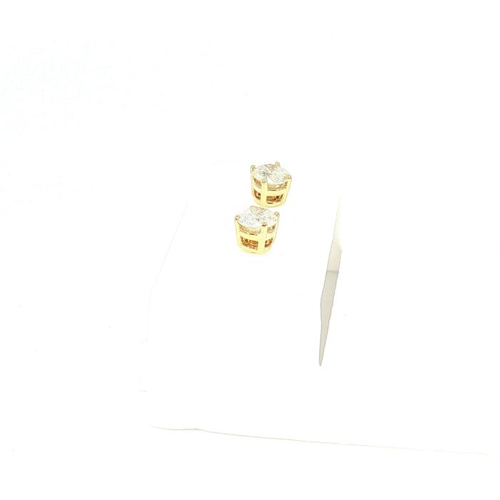 14K 0.37CT Round Diamond Stud Earrings in Yellow Gold