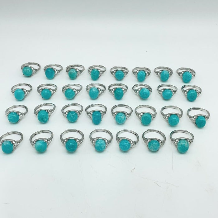 31 Pieces Beautiful Deep Blue Amazonite Ring -Wholesale Crystals