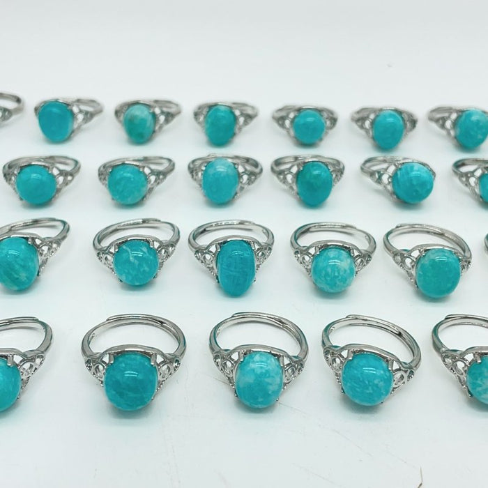 31 Pieces Beautiful Deep Blue Amazonite Ring -Wholesale Crystals