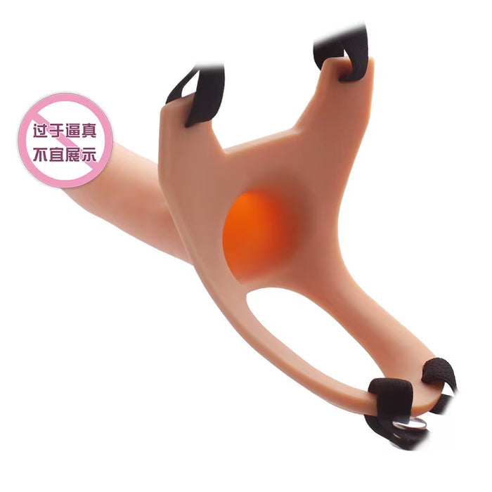 7Inch Soft Silicone Strap on Dildo with Hollow Feature Male Wearing Leather Pants Couple Style