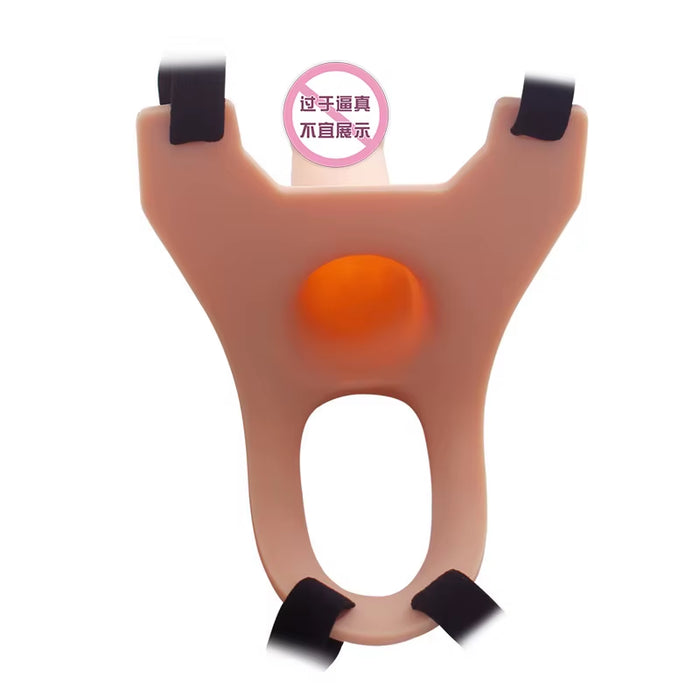 7Inch Soft Silicone Strap on Dildo with Hollow Feature Male Wearing Leather Pants Couple Style