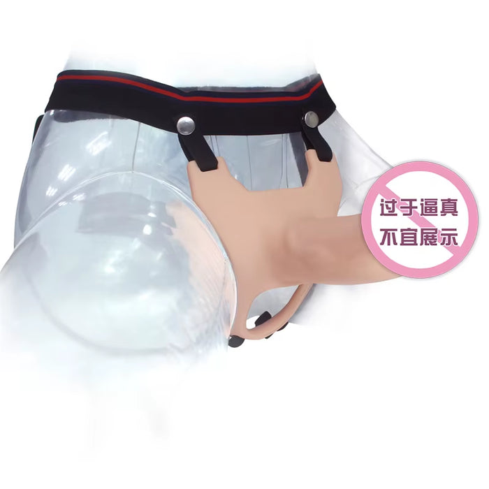 7Inch Soft Silicone Strap on Dildo with Hollow Feature Male Wearing Leather Pants Couple Style