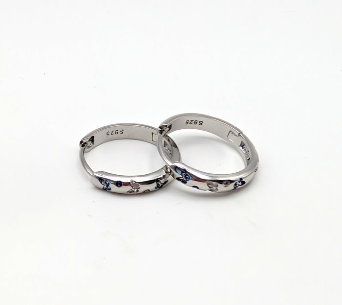 925 Sterling Silver Hoop Earrings with Butterfly Detail