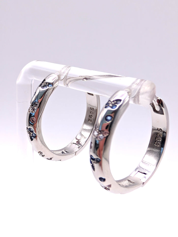 925 Sterling Silver Hoop Earrings with Butterfly Detail