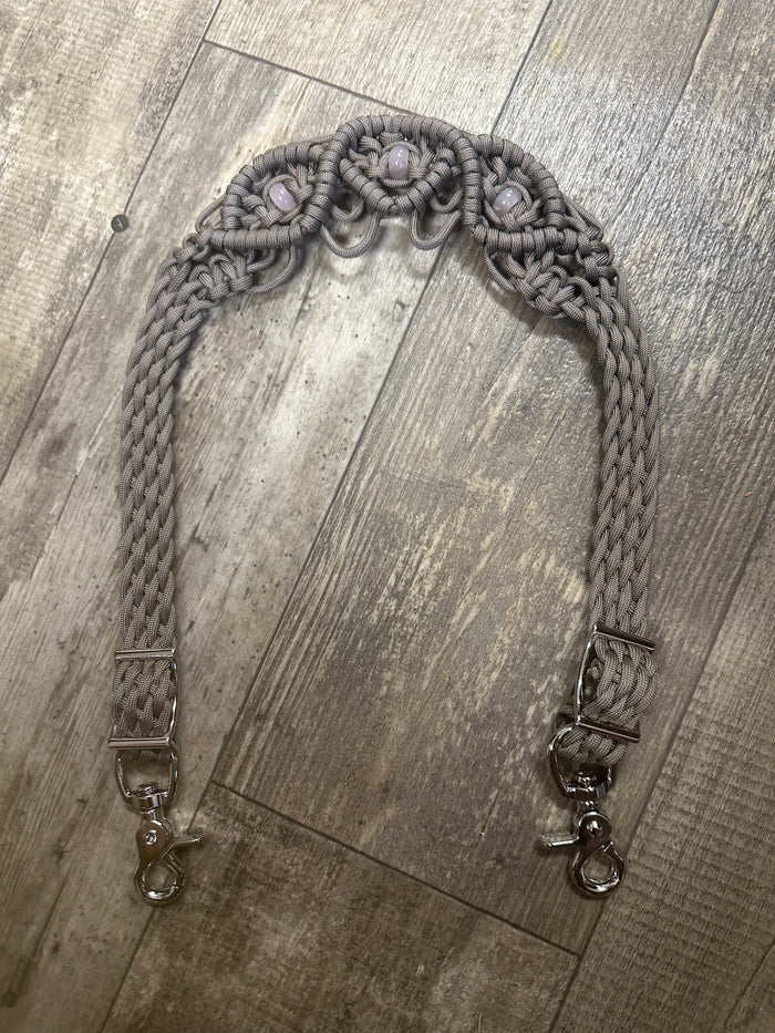 Fancy wither strap in tan with rose quartz
