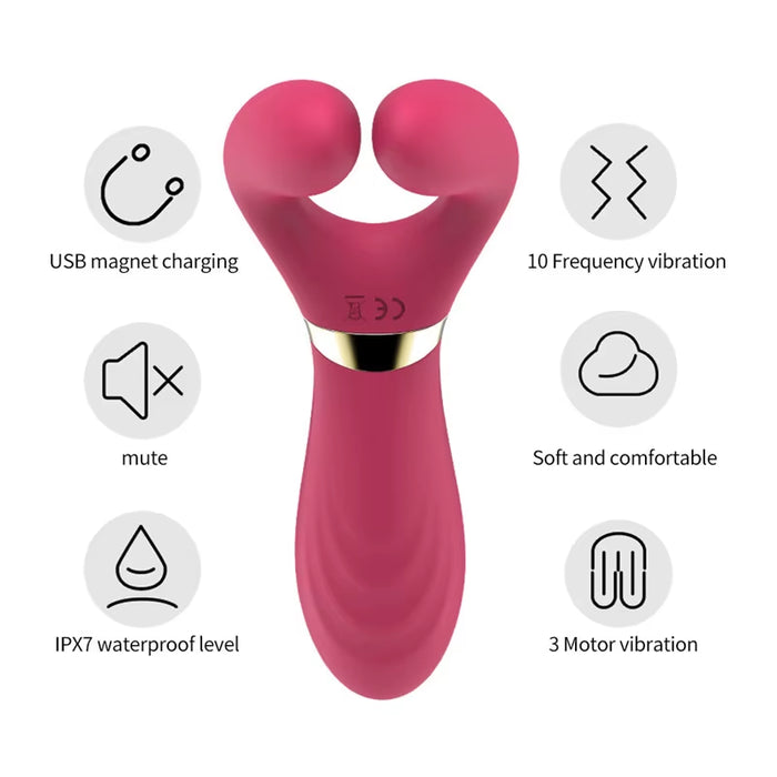 Adult Supplies Wholesale Rechargeable Y-Type Couple Vibrator Nipple Clit Massager Female Masturbation