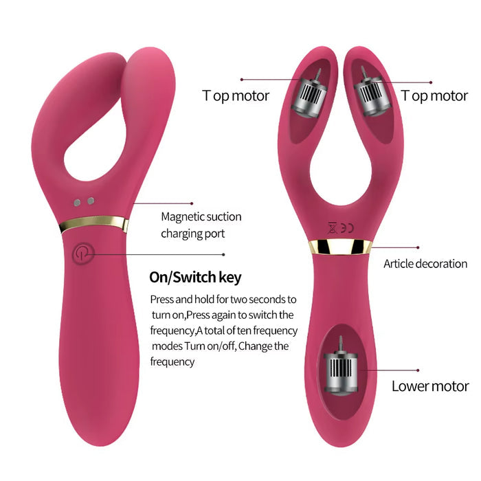 Adult Supplies Wholesale Rechargeable Y-Type Couple Vibrator Nipple Clit Massager Female Masturbation