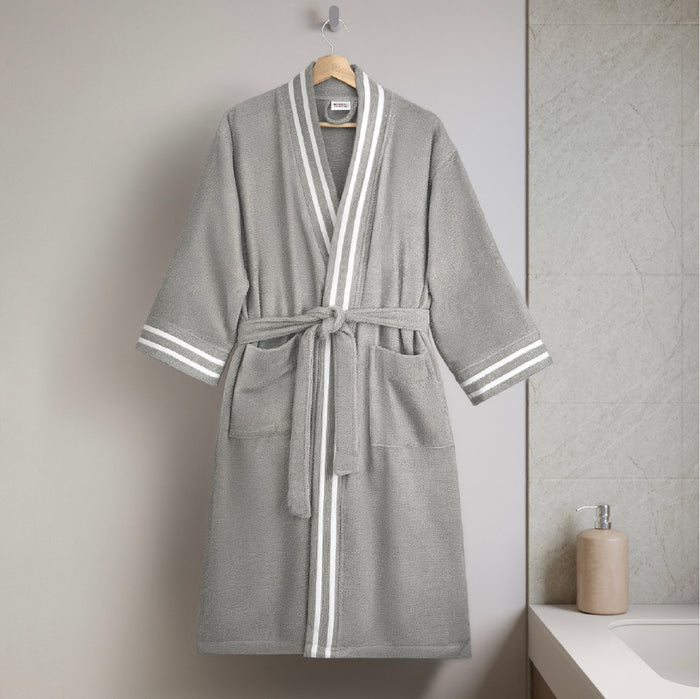 Airsoft 100% Cotton Large Bath Robe, 300 GSM, Solid, Grey