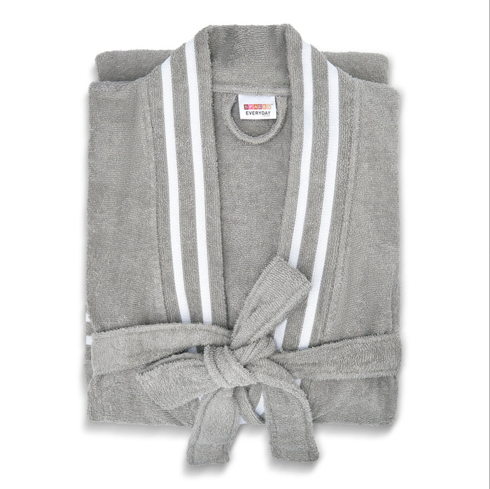 Airsoft 100% Cotton Large Bath Robe, 300 GSM, Solid, Grey