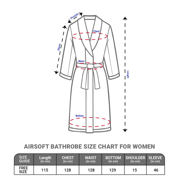 Airsoft 100% Cotton Large Bath Robe, 300 GSM, Solid, Grey