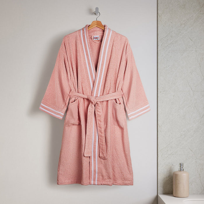 Airsoft 100% Cotton Medium Bath Robe, 300 GSM, Solid, Blush