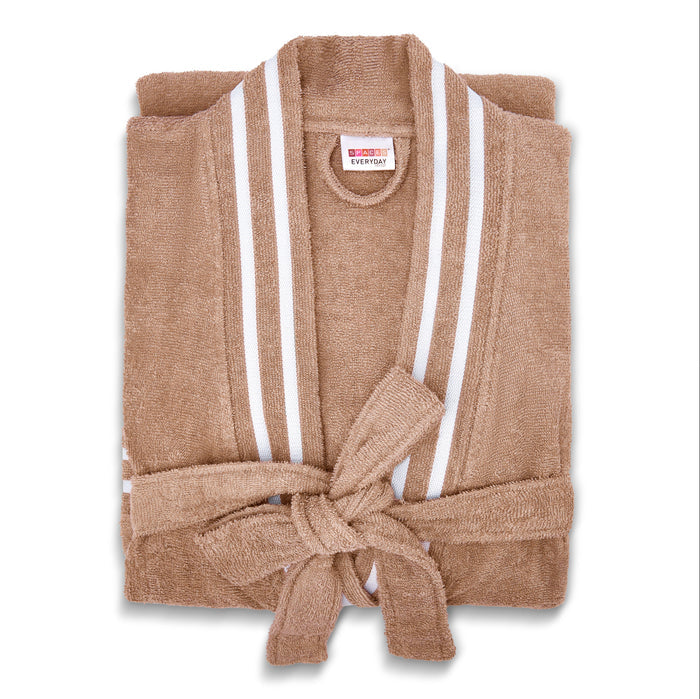 Airsoft 100% Cotton Medium Bath Robe, 300 GSM, Solid, Light Brown
