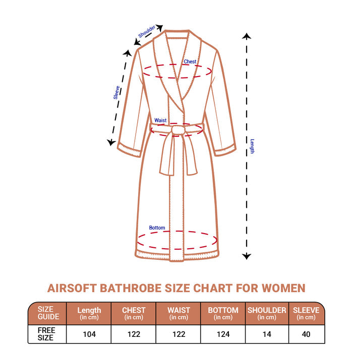 Airsoft 100% Cotton Medium Bath Robe, 300 GSM, Solid, Light Brown