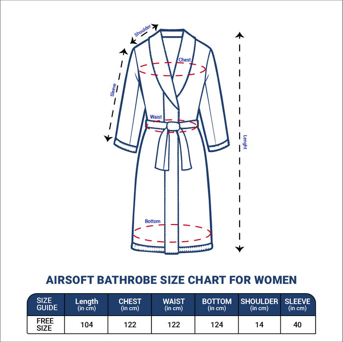 Airsoft 100% Cotton Medium Bath Robe, 300 GSM, Solid, White