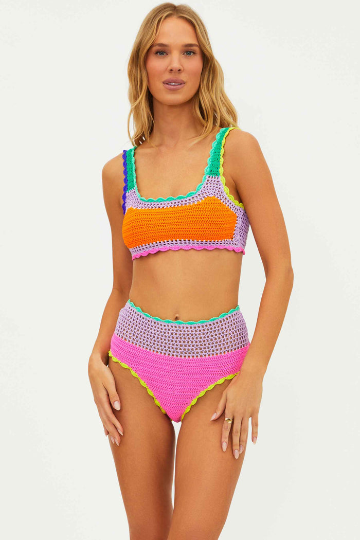 multicolored crochet bikini set