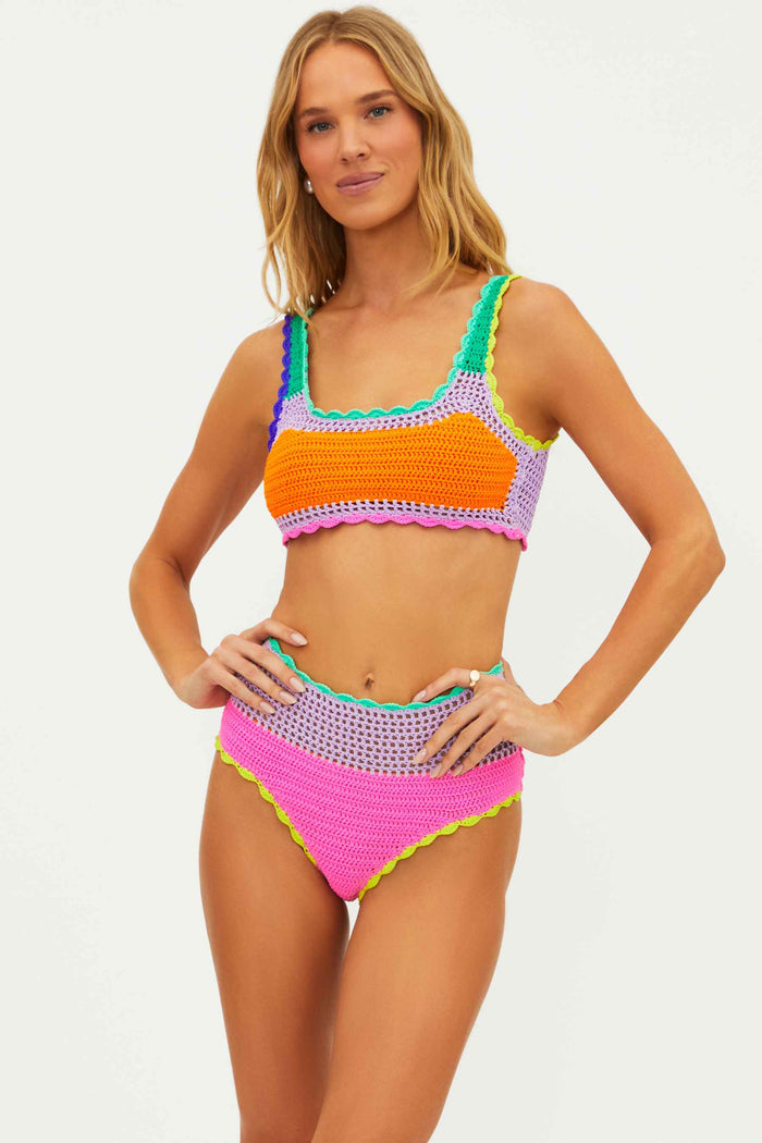 multicolored crochet bikini set