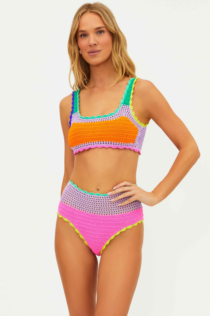 multicolored crochet bikini set