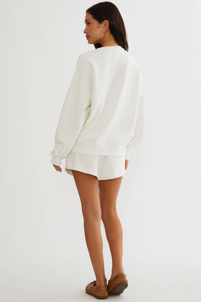 White sweat shorts with little glitter cherry design