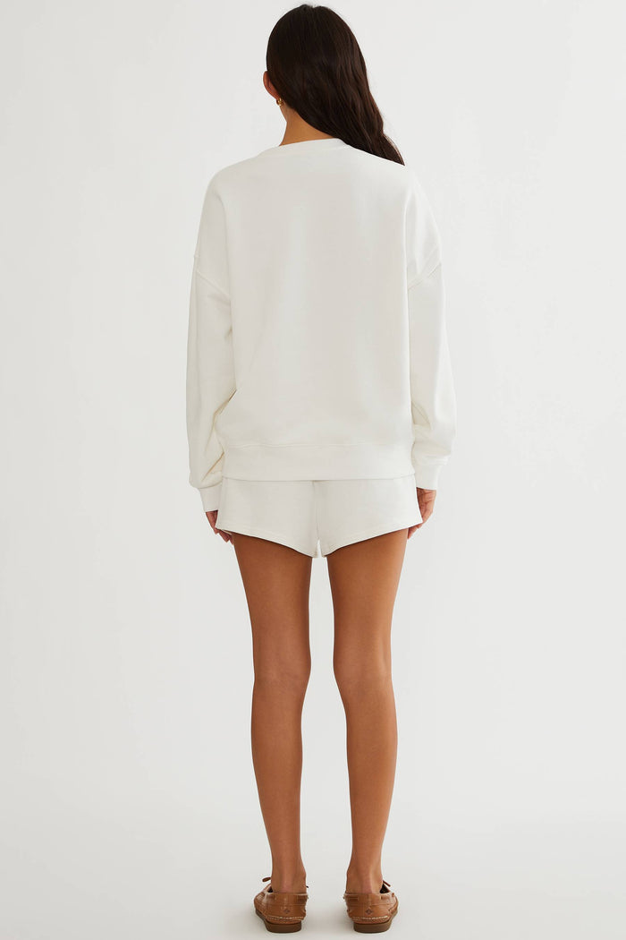 White sweat shorts with little glitter cherry design