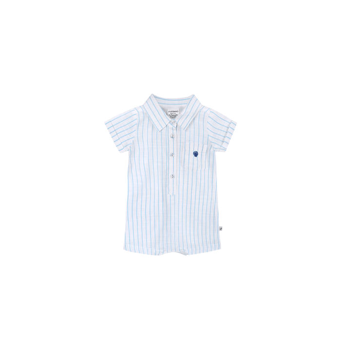 Viverano Organics Baby Clothing Aqua Embroidered Baby Romper