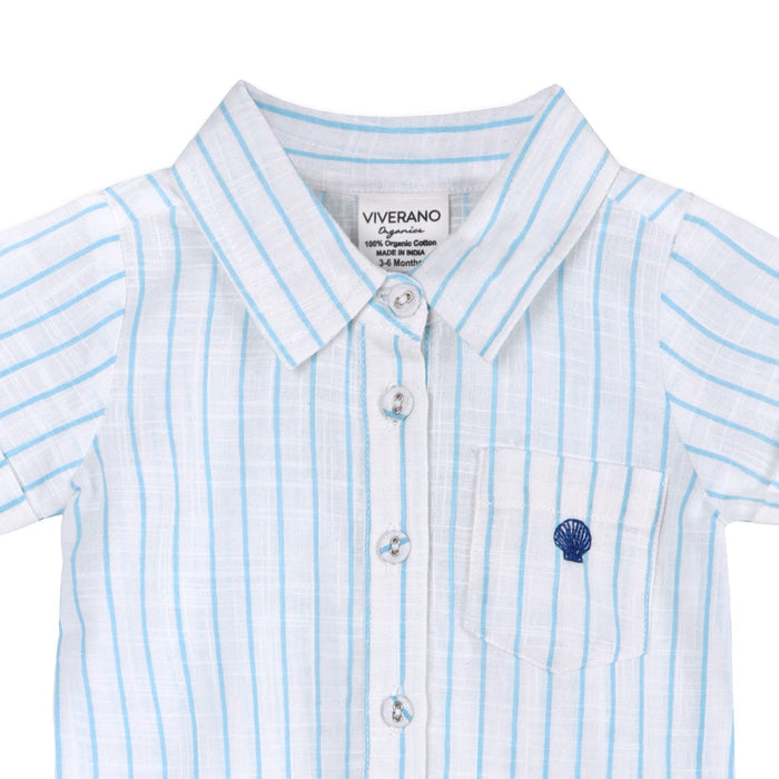 Viverano Organics Aqua Embroidered Baby Romper (Organic)