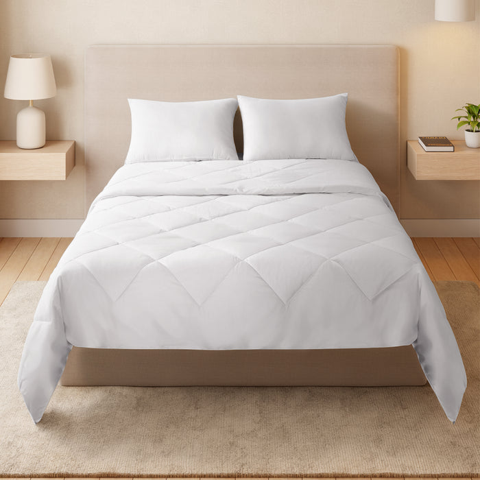 Arden 100% Cotton Double Quilt, 220 TC, Solid, White