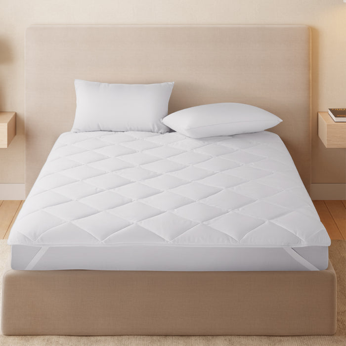 Arden 100% Cotton Queen Mattress Protector, 220 TC, Solid, White