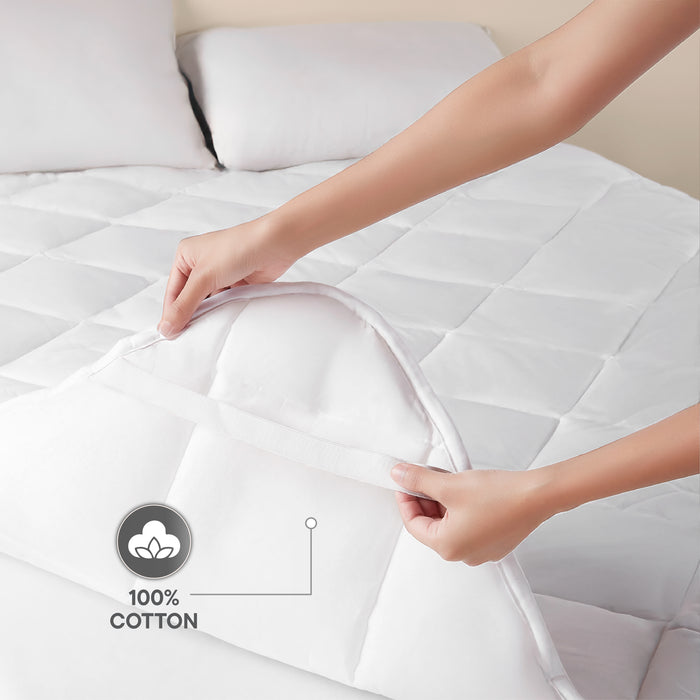 Arden 100% Cotton Queen Mattress Protector, 220 TC, Solid, White