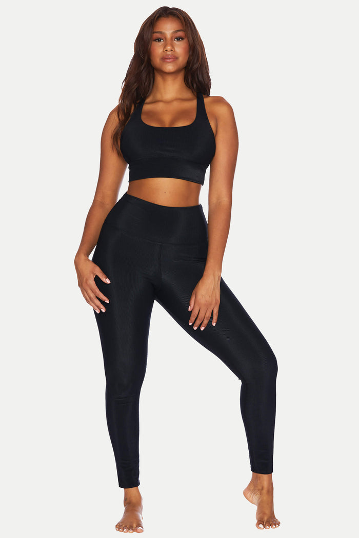 ribbed black legging