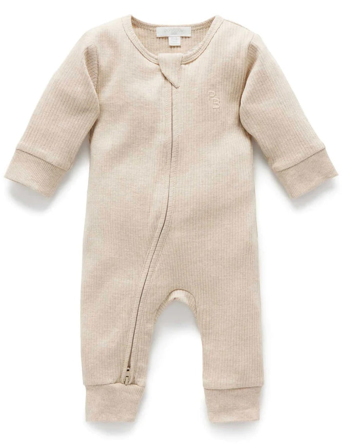 Baby Rib Growsuit Biscuit | Purebaby