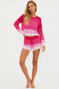 Pink chevron crochet top and shorts.