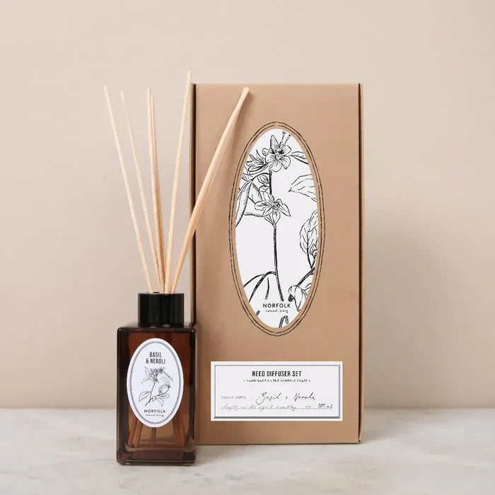 Norfolk Natural Living Home Fragrance Basil & Neroli Diffuser Oil Set