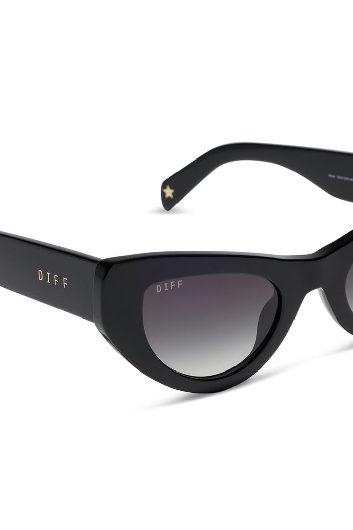 Black sunglasses with 'DIFF' branding on a white background