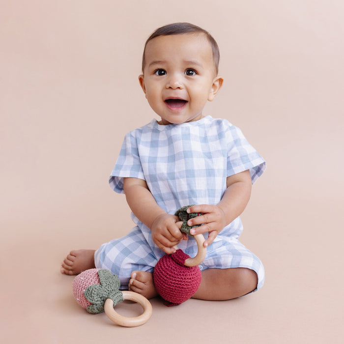 The Blueberry Hill Baby Toys Beet Crocheted Teether Rattle