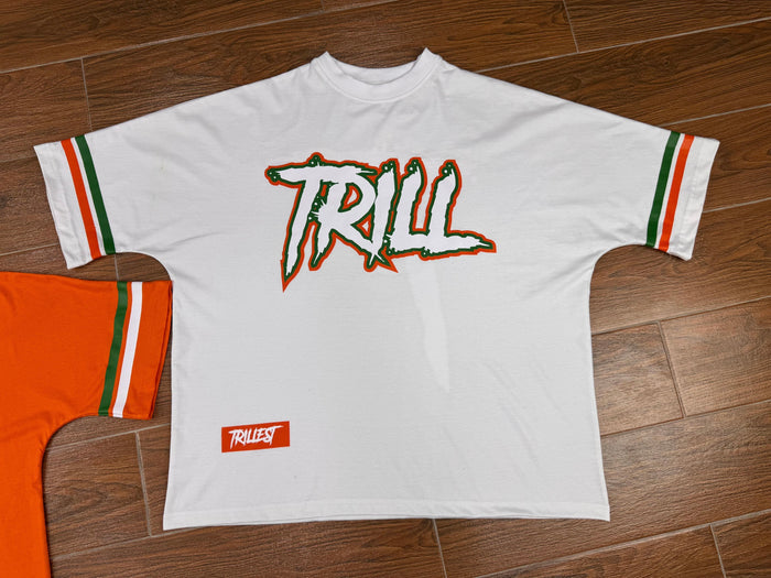 Big Trill Tee (Oversized)  - White/Green/Orange