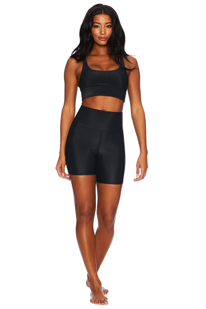 Ribbed Bike Short Black Front