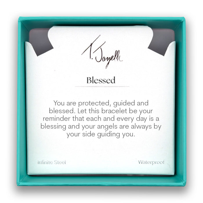 Blessed Charm with Light Blue White Agate Gemstone Bracelet