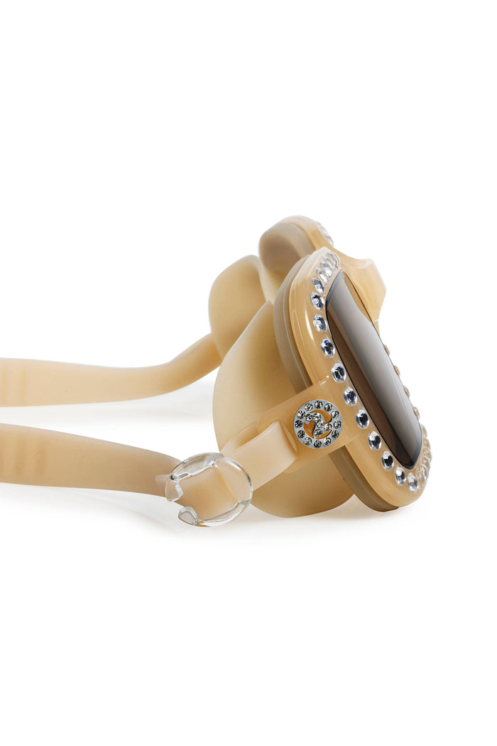 Gold square kids goggles with bedazzles.