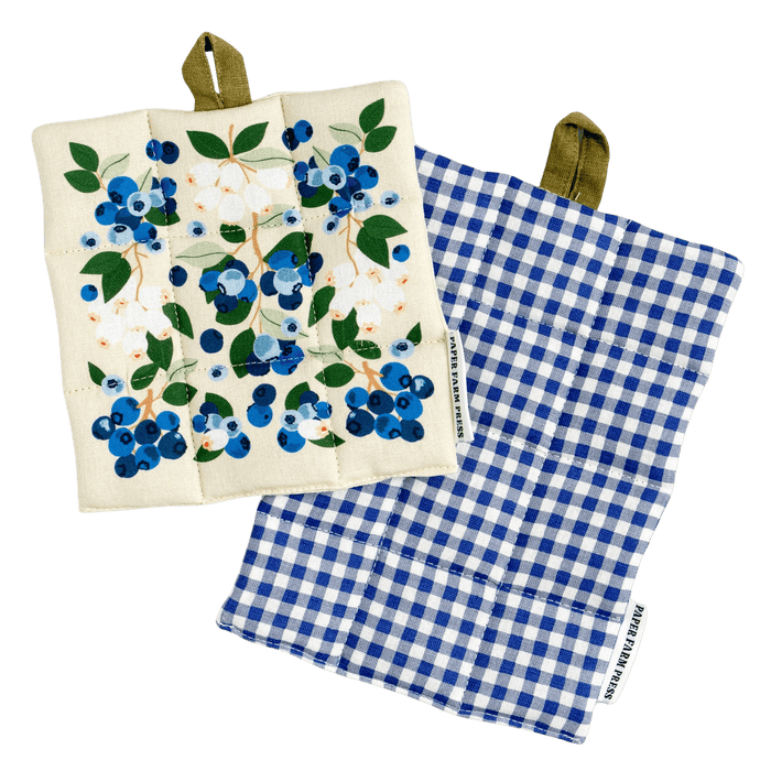 Paper Farm Press Paper Farm Press - Blueberry Field Pot Holder Set