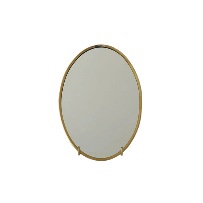 Fog Linen Work Decor Oval Brass Framed Mirror