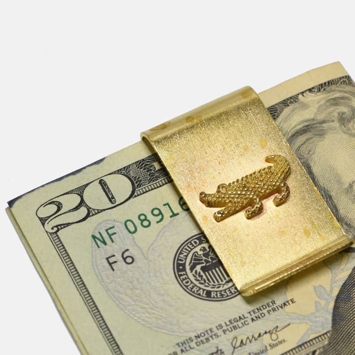 Curated Basics SHOP Crocodile Brass Money Clip