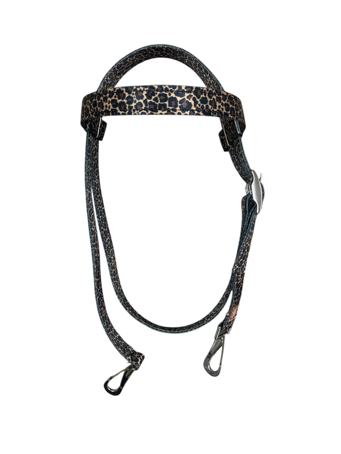 Browband Headstall cheetah print with horse size