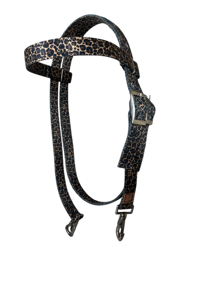 Browband Headstall cheetah print with horse size