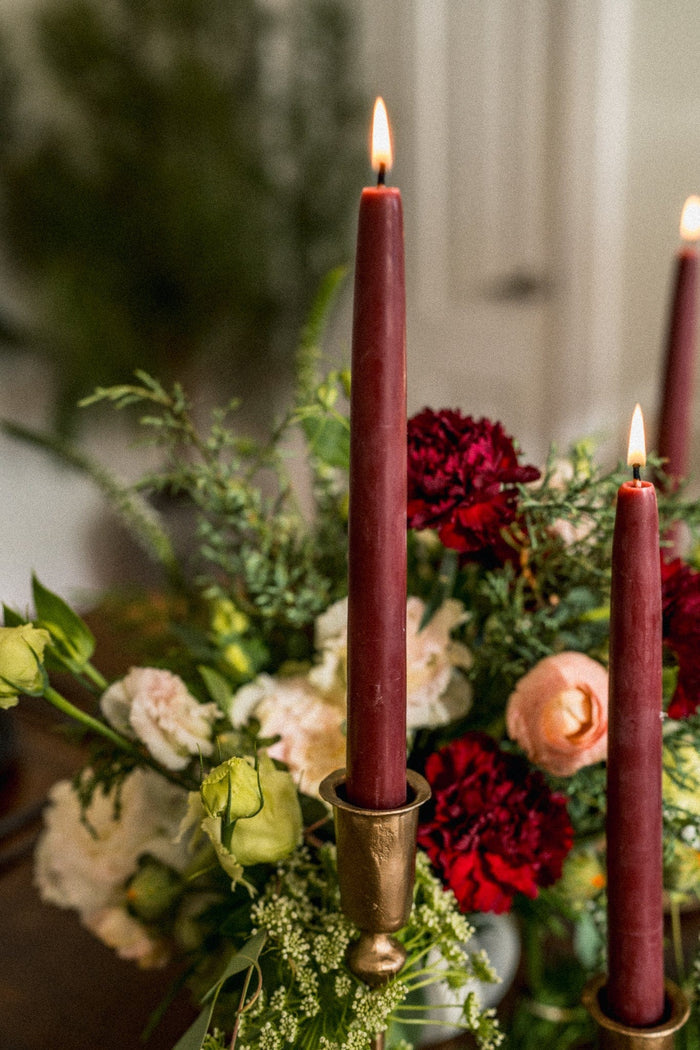 Mo&Co Home Candle Burgundy Beeswax Dipped Taper Candles