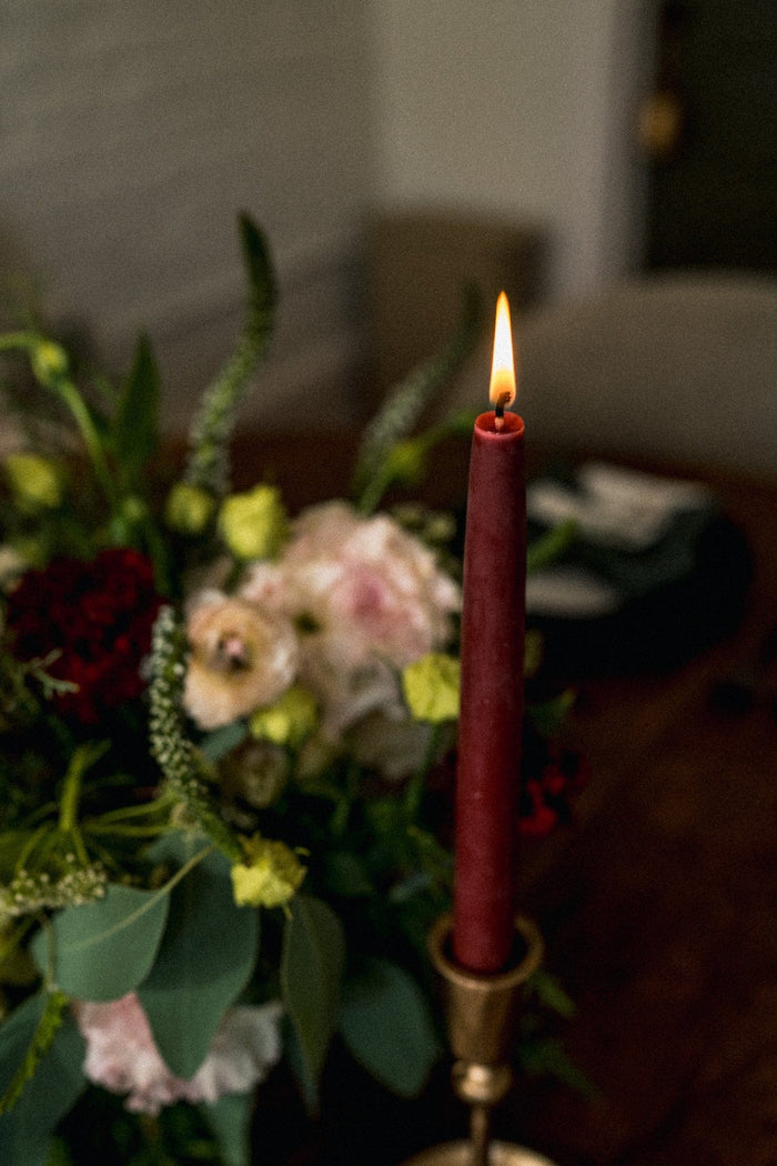 Mo&Co Home Candle Burgundy Beeswax Dipped Taper Candles
