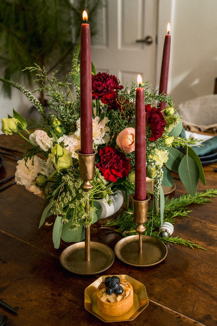 Mo&Co Home Candle Burgundy Beeswax Dipped Taper Candles